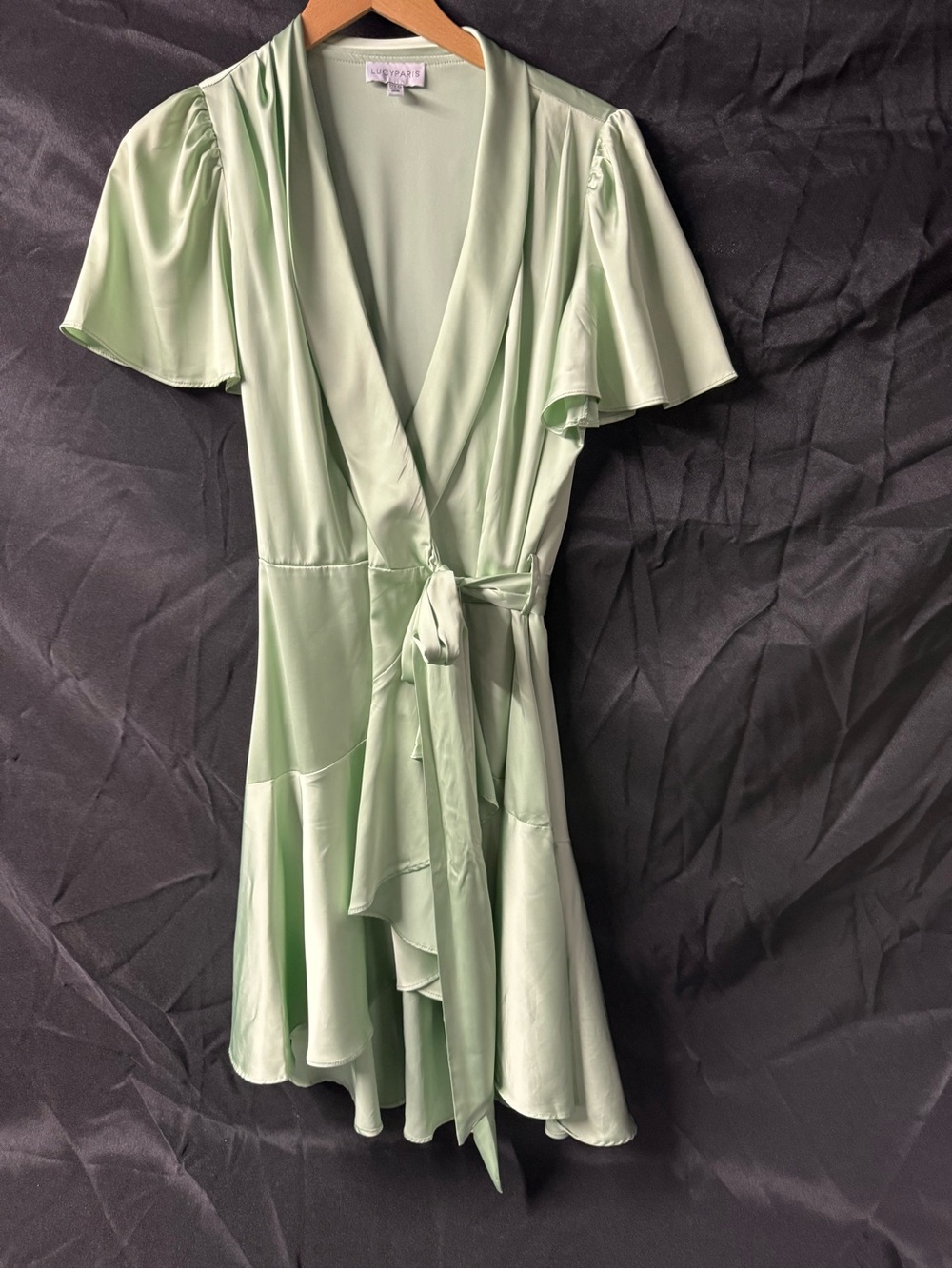 Lucy Paris Mint Green Wrap Mini Dress with Tie Waist size medium